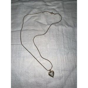 Avon Gold Rhinestone Heart Necklace